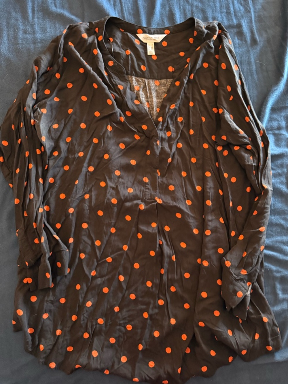 Additional Elle Black Tunic Top w/Coral Polka Dots